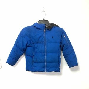 Boys Blue Puffer Jacket By Polo By Ralph Lauren Size 6 With Logo Embroidery